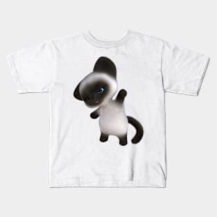 Adorable happy cute furry Seal Siamese Kitten Kids T-Shirt